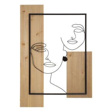 Dekoratīvs sienas panelis Faces, Melna/brūna, 63 × 90 × 2 cm