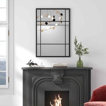 Decorative mirror, vertical or horizontal, wall-mounted, Black, 101.5 × 71 × 3 cm