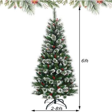 Artificial Christmas tree 1.8 m with snowy needles and red berries