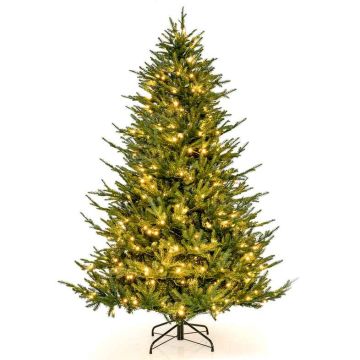Artificial Christmas tree, 1130 branch tips, 380 LED lights, Green, 135 × 213 × 135 cm