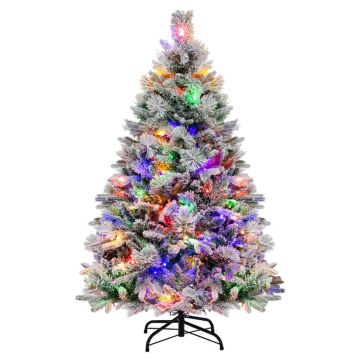 Artificial Christmas tree 136 cm with snow, 472 branch tops, 8 lighting modes