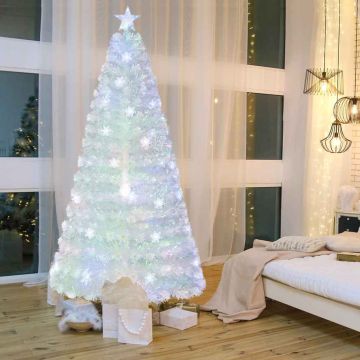 Artificial Christmas Tree, 36 LED Lights, White, 210 × 90 cm