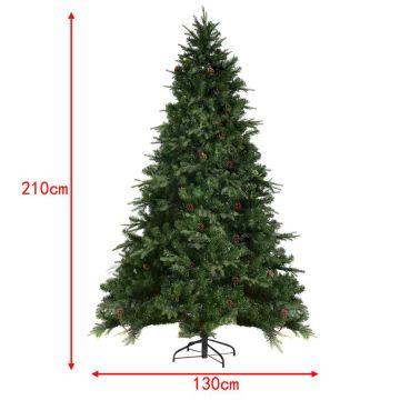 Artificial Christmas tree, 460 LED lights, Green, 130 × 210 cm