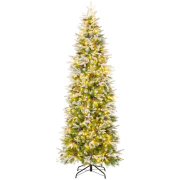 Artificial Christmas tree, 913 branch tips, Green/white, Ø 85 × 225 cm
