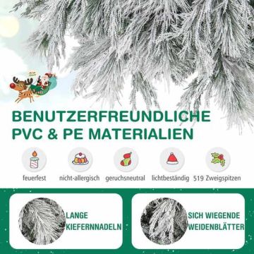 Artificial Christmas tree with warm white LED lights, 192 cm, foldable metal stand