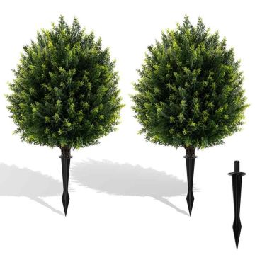 Artificial cypress ball trees, 2 pcs, Green