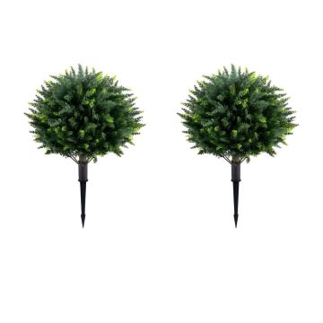 Artificial Cypress Topiary, 2 pcs, Green/Black, 16 × 27.5 in