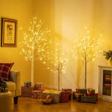 Set of 3 artificial birch trees