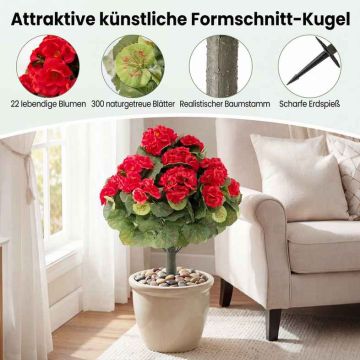 Artificial geranium set, 2 pcs, Red, Ø 57 × 33 cm