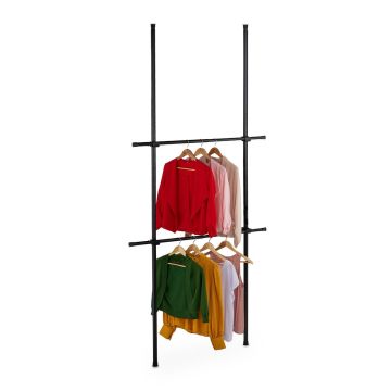 Drēbju glabāšanas sistēma Relaxdays 10051387.0, 2 regulējami stieņi, 75–120 × 165–300 × 11 cm