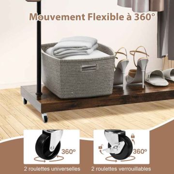 Clothes rack, 5 hooks, Brown/black, 102.87 × 162.56 × 40.64 cm