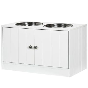 Миски с подставкой PawHut 60x30x35,5см, бело-серебристого цвета