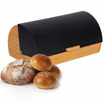 Maizes kaste Relaxdays, Ar paceļamu vāku, Melna, 37,5 × 19 × 26,5 cm
