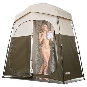 Dušas telts VEVOR YL-fold tent6, 2 nodalījumi, 2 personām, Pelēka, 214 × 112 × 213 cm
