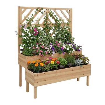 Divstāvu puķu kaste Relaxdays, 2 trauki, Brūna, 109 × 135 × 62 cm