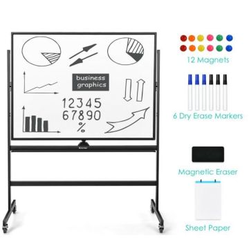 Double-sided magnetic board, with adjustable stand, 90 × 120 cm
