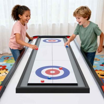 Двусторонняя настольная игра в шашки и керлинг, 8 дисков, 114 × 32 × 4 см