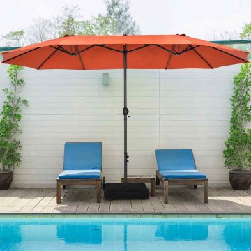 Double-sided patio umbrella 460x270 cm, with manual rotation mechanism, orange