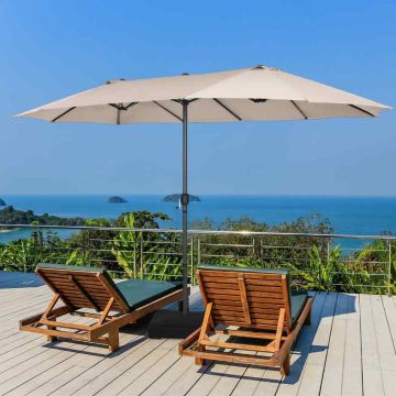 Double-sided patio umbrella with crank mechanism, 460x270 cm, beige