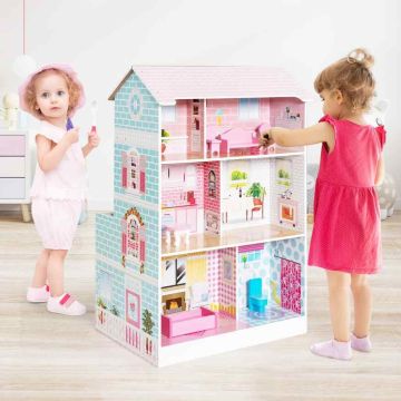 Double-sided playhouse, kitchen and dollhouse, 64 × 47.5 × 98 cm