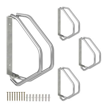 Velosipēdu turētāji Relaxdays 10050126_305, 4 gab, Sudraba, 9 × 32,5 × 29,5 cm