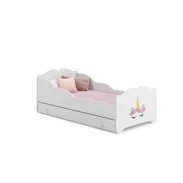 Детская кровать Анна с ящиком и матрасом, 164 см x 85 см x 63 см, в стиле русалки.
