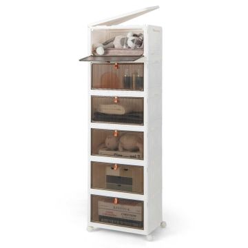 Обувной шкаф 40x27,5x123см, бело-коричневый