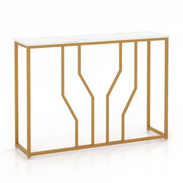 Konsoles galds 110x30x80cm, baltas/zeltains