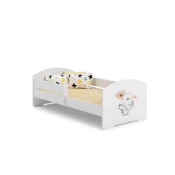 Детская кроватка Luk с матрасом и защитным бортиком, 144 см x 77 см x 56 см, слон