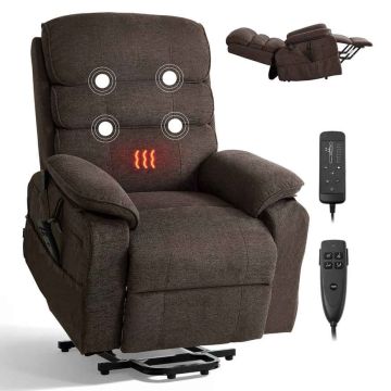 Электрическое кресло с подъемом VEVOR SX-81726, двухмоторное, коричневое, 89 × 104 × 98 см
