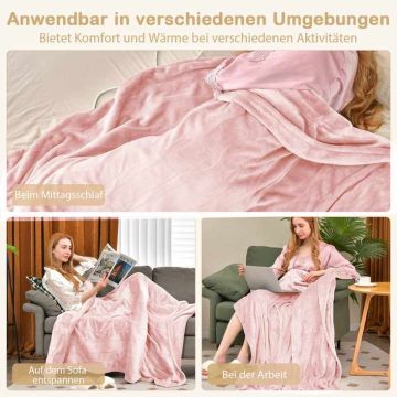 Electric heated blanket, 4 heating levels, Pink, 130 × 180 cm