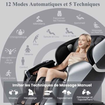 Electric massage chair JL10003DE-KO-PRO, 12 programs, Black, 156–176.5 × 76 × 84–113 cm