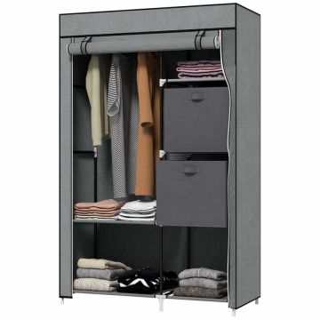 Auduma skapis Homcom 102x42,5x162,5cm, pelēkas/melnas krāsas
