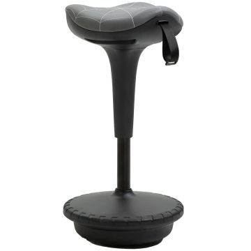 Ergonomisks biroja šūpuļkrēsls, Regulējams augstums, Pelēks, 34 × 34 × 65,5–83,5 cm