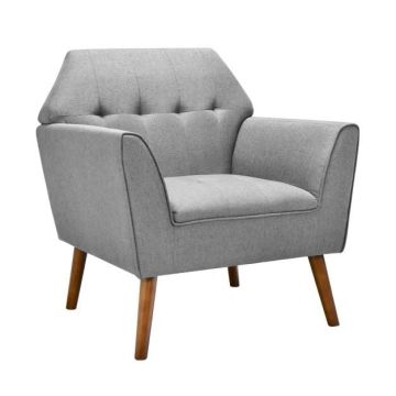 Ergonomic chair with padded seat, rubber feet, gray