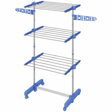 Drēbju žāvētājs Homcom 142x55x152cm, sudraba/zila krāsa