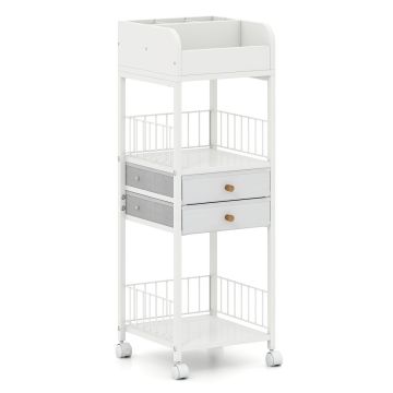 Полка для ванной на колёсах 30x30x90см, белого цвета