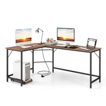 Письменный стол 125x168x74,5 см, коричневый/черный