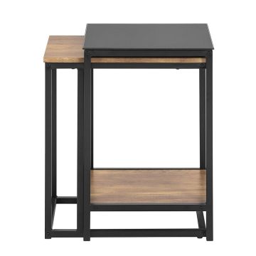 Komplekts no 2 kafijas galdiņiem., melnā/brūnā krāsā