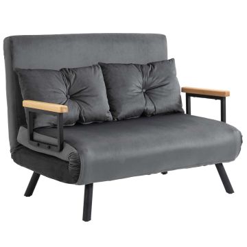 Dīvāns-gulta Homcom 102x73x81cm, tumši pelēks/melns