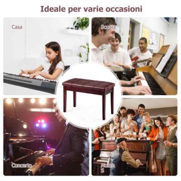 Piano chair with storage compartment, 75x35.5x50 cm, wood, PU leather