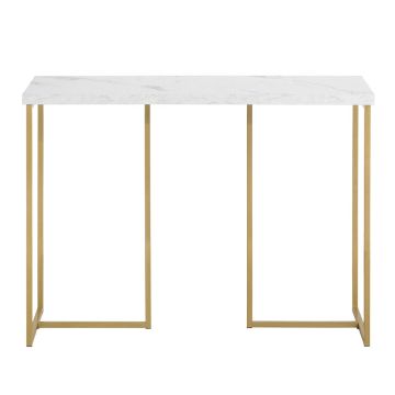 Konsoles galds 100x36x75cm., baltā/zeltainā krāsā