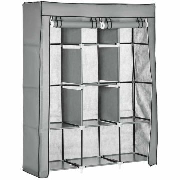 Auduma skapis Homcom 125x43x162,5cm, pelēkas/melnas krāsas