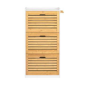 Тумба для обуви 30x112x55см., светло-коричневого/белого цвета