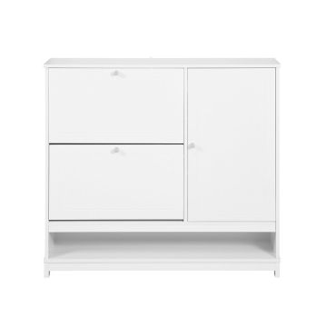 Тумба для обуви 102x24x96см., белого/серебристого цвета