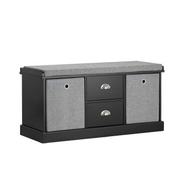 Скамья для прихожей 100x35x50см., черного/серого цвета