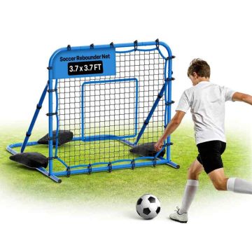 Futbola bumbu atsitiena tīkls VEVOR DKS-372b, Regulējams leņķis, 119,5 × 113,5 × 142 cm
