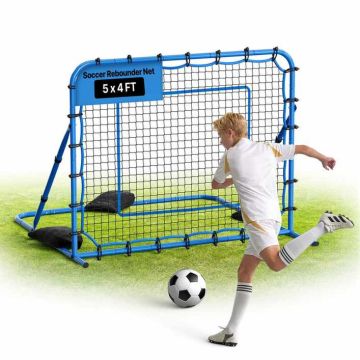 Futbola bumbu atsitiena tīkls VEVOR DKS-54b, Regulējams leņķis, 157 × 122 × 142 cm