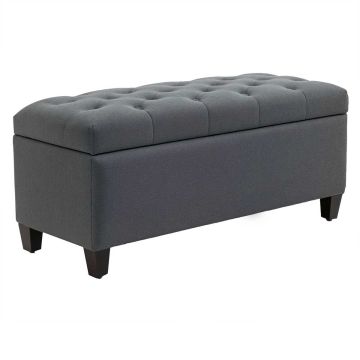 Mīksts sols ar mantu kasti Homcom 100x40x44 cm, tumši pelēks/melns