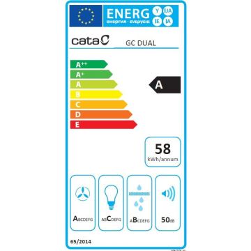 Tvaika nosūcējs CATA GC DUAL A 45 XGWH, iebūvējams, Balta